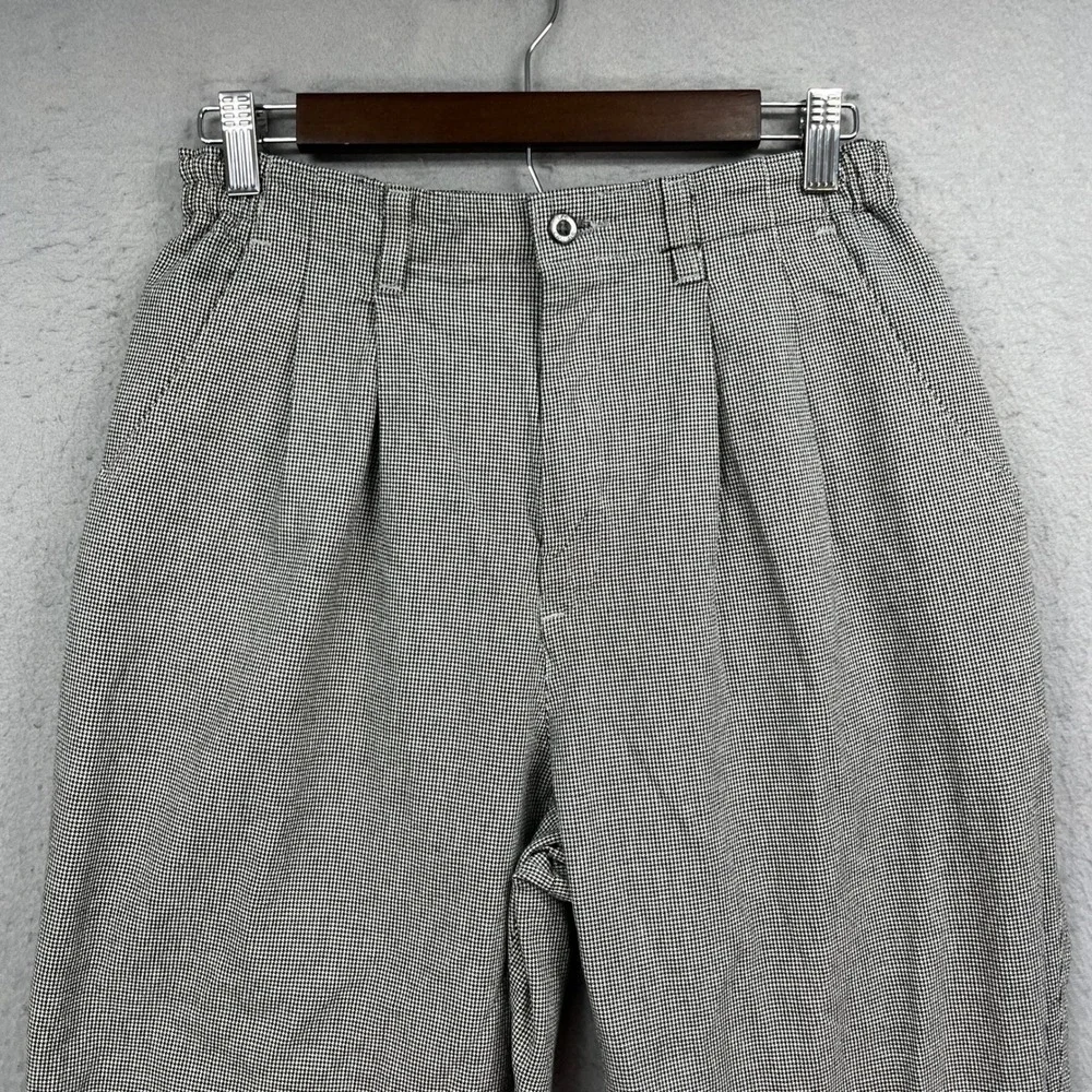 Lee Casuals Pleated Pants Mens 28x30 Black White Houndstooth Acadeimia 90s Retro
